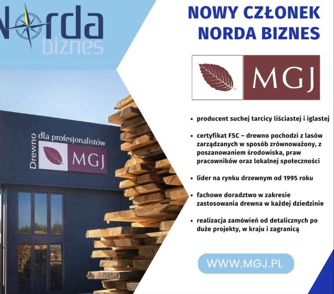 Nowy członek Norda Biznes — MGJ Sp. z o.o., drewno dla profesjonalistów